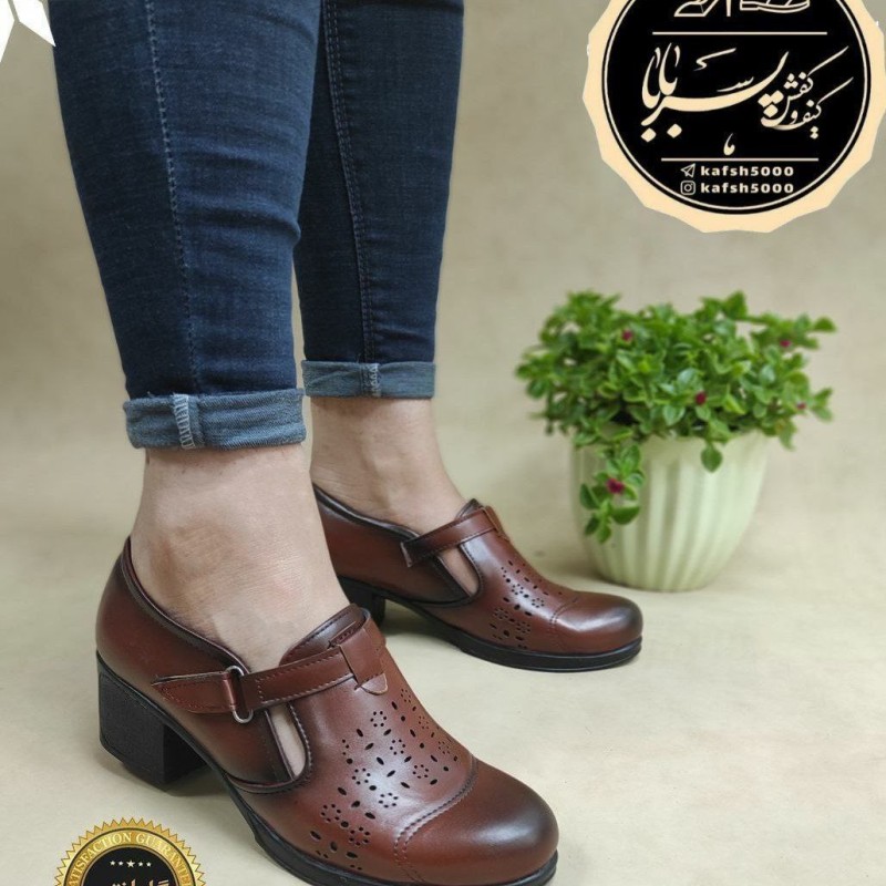 کفش مجلسی اداری زنانه دخترانه زیره طبی سبک و راحت عسلی