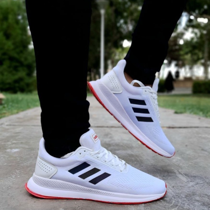 کفش کتونی اسپرت پسرانه و مردانه رویه اسپیسر مناسب باشگاه و دویدن طولانی سفید قرمز 3246