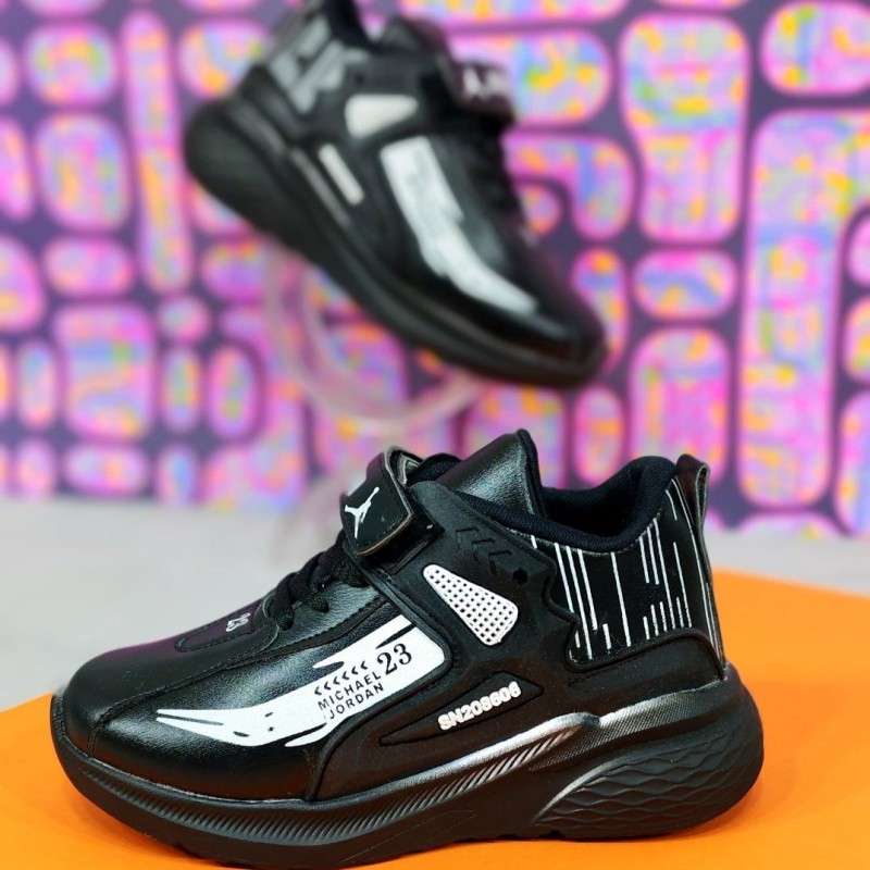 کفش کتونی ونس مدارس دخترانه بچگانه شیک و با دوام جردن 23 مشکی تمام  5268