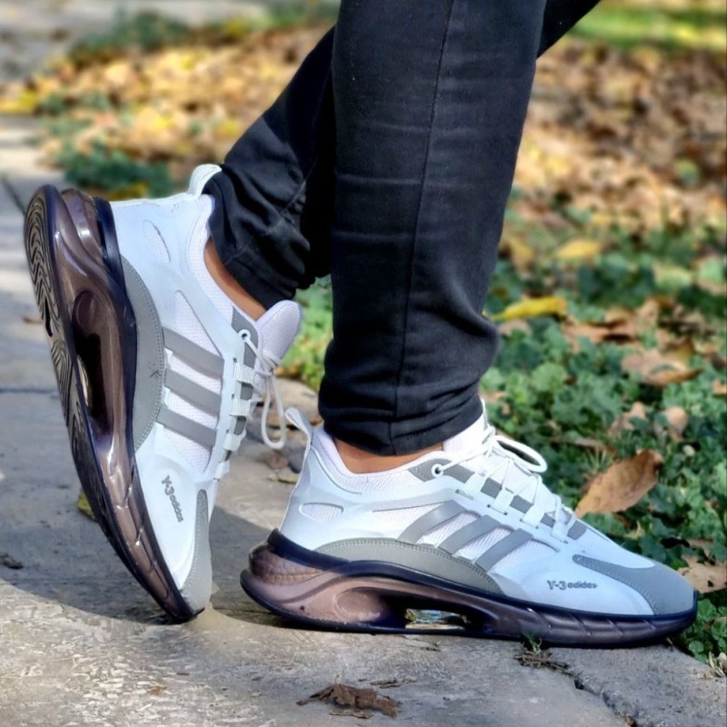 کفش اسپرت کتونی  مردانه مدل آدیداس زیره کپسولی  بسیار  زیبا و راحت رنگ سفید طوسی  کد 3609