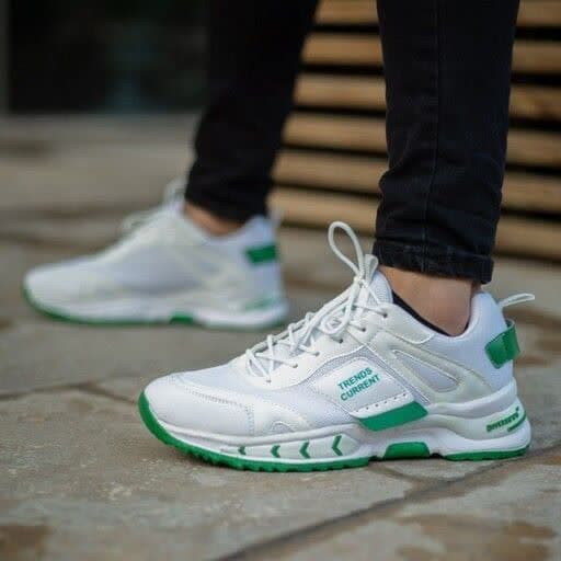 کفش کتونی اسپرت مردانه و پسرانه ترند پرطرفدار و راحت و خوشگل سفیدسبز 3333