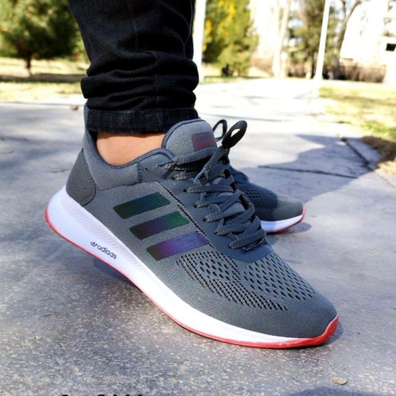 کفش اسپرت کتونی مردانه مدل  اسپیسر صد در صد طبی شیک مناسب پیاده روی  طوسی زیره سفید