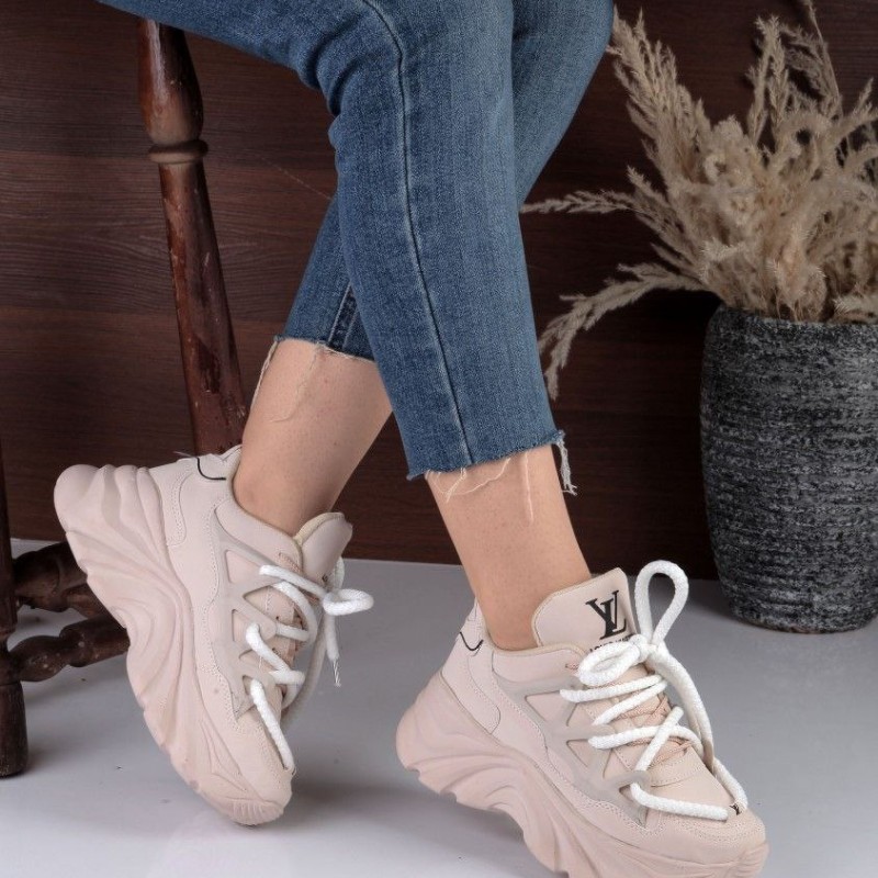 کفش اسپرت دخترانه زنانه مدل لویئس ویلتون فوق العاده شیک و زیبا کرمی با ارسال رایگان