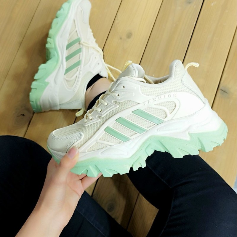 کفش اسپرت دخترانه زنانه مدل فشیون تو دل برو و خاص و زیبا کرمی سبز با ارسال رایگان