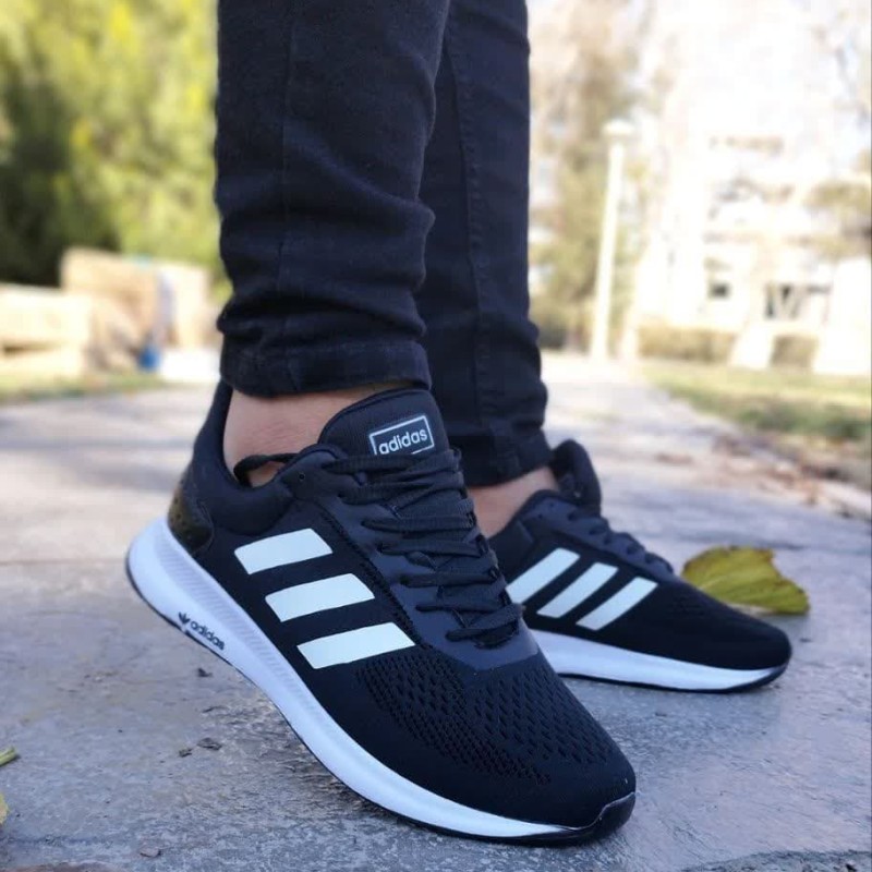 کفش اسپرت کتونی پسرانه مردانه  مدل اسپیسر  مناسب برای ورزش مشکی سفیدبا ارسال رایگان