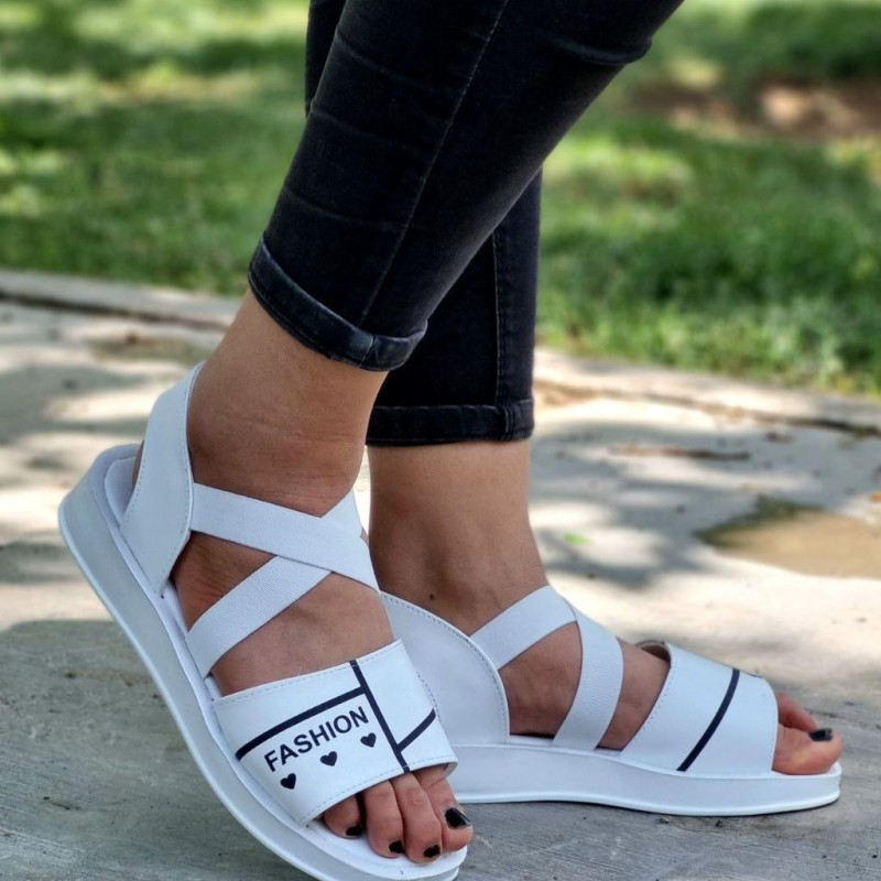 حراج فوق العاده صندل  تابستانه زنانه دخترانه مدل فشیون خاص و بی نظیر سفید  ارسال رایگان