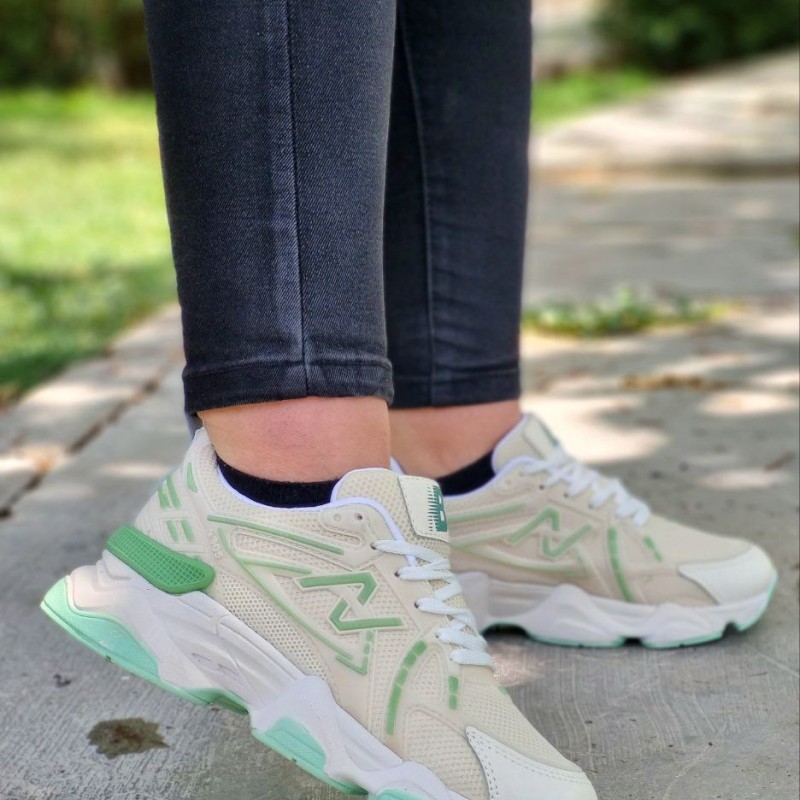 فروش فوق العاده کفش اسپرت زنانه دخترانه مدل نیوبالانس  محکم و بادوام کرمی سبز با ارسال رایگان