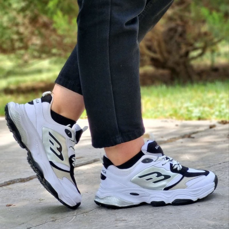 حراج باورنکردنی کفش اسپرت زنانه دخترانه مدل  بالنسیگا زیره  راحت و شیک رنگسفید مشکی زیره سفید جدید و خاص با ارسال رایگان