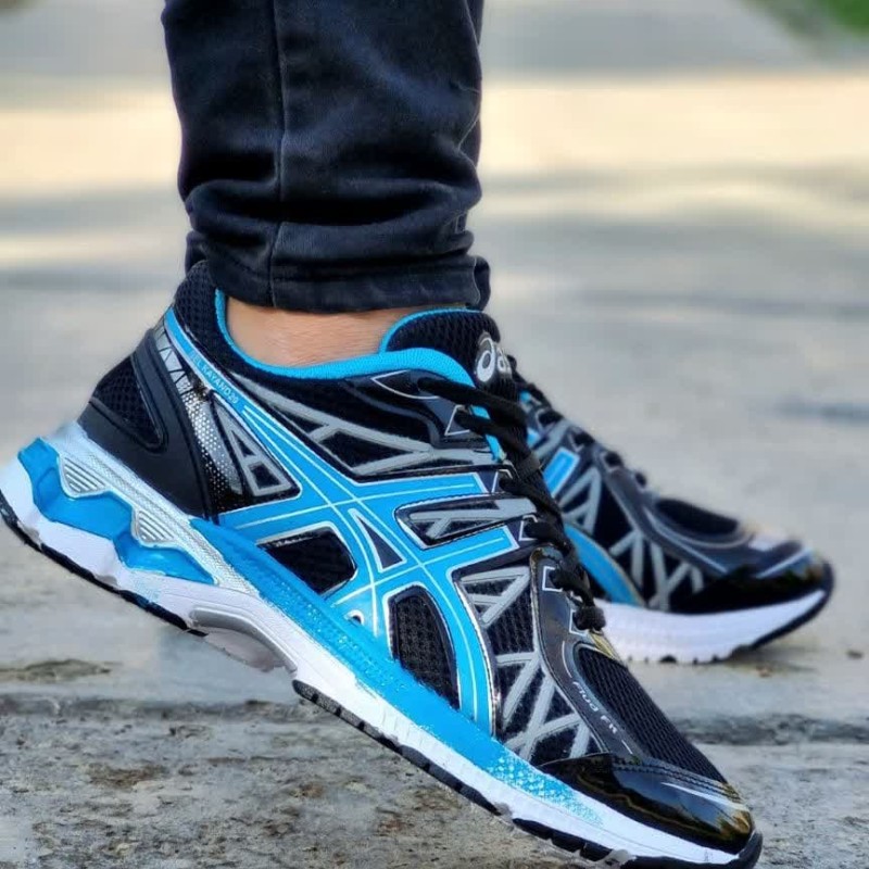 حراج باورنکردنی کفش کتونی اسپرت مردانه مدل اسیکس  زیره پیو  راحت و سبک رنگ  مشکی آبی زیره سفید شیک و خاص   ارسال رایگان کد 3762