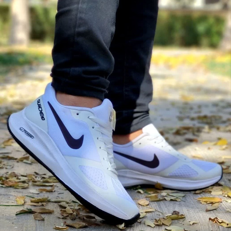 حراج باورنکردنی کفش کتونی اسپرت مردانه و پسرانه نایک اسپیسر زیره پیو رنگ سفید نایک  مشکی رویه بافت محکم و بادوام با ارسال رایگان  کد 3604