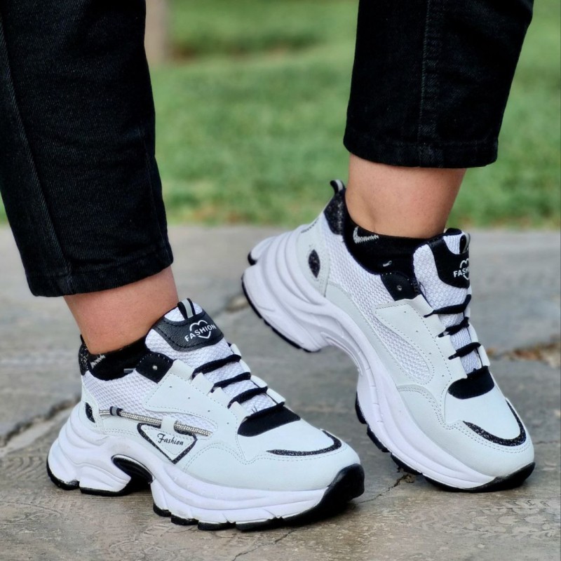 تخفیف ویژه کفش اسپرت کتونی دخترانه و زنانه مدل یکتا زیره  پیو طبی راحت رنگ سفید مشکی مناسب افراد خاص پسند  با ارسال رایگان