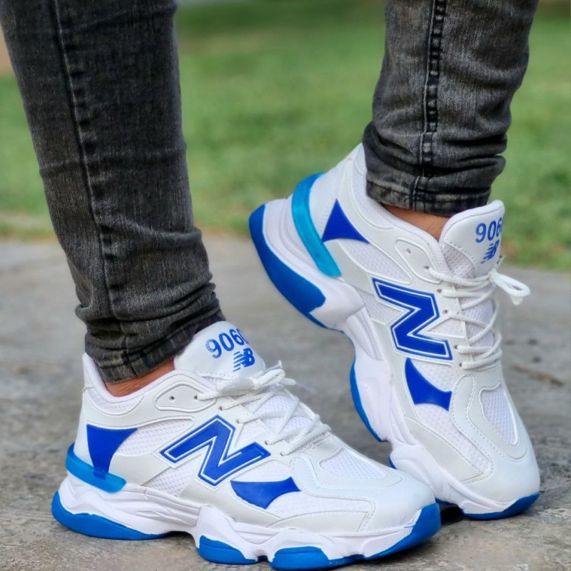 فروش ویژه کفش کتونی اسپرت مردانه مدل نیوبالانس زیره پیو طبی رنگ سفید آبی فوق العاده جذاب و خوشگل   ارسال رایگان