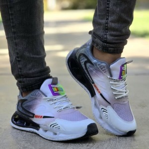 حراج ویژه کفش اسپرت کتونی مردانه پسرانه مدل نایک زیره کپسولی فوق العاده عالی رنگ سفید یاسی مشکی  با ارسال رایگان