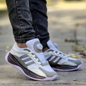 حراج واقعی کفش کتونی اسپرت مردانه و پسرانه مدل ادیداس کپسولی پمپی رنگ سفید طوسی بی نهابت جذاب و خاص با ارسال رایگان