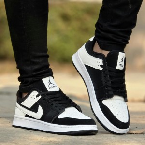 حراج فوق العاده کفش  کتونی اسپرت مردانه پسرانه  مدل جردن دونایک (Nike Jordan) نرم و راحت رنگ سفید آبی طوسی باارسال رایگان