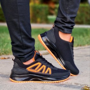 فروش کتونی اسپرت مردانه با کیفیت عالی و شیک مدل سیلوانا رنگ مشکی نارنجی کد3624