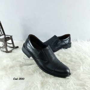 کفش مجلسی اداری مردانه زیره طبی چرم طبیعی روی خط دار   جذاب و مناسب پیاده روی مشکی 2100