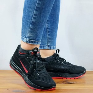 کفش کتونی اسپرت زنانه دخترانه مدل  مشکی زیره قرمز راحت و جذاب 4499