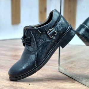 کفش مجلسی اداری مردانه زیره طبی چرم طبیعی روی بندی سگکی 2340