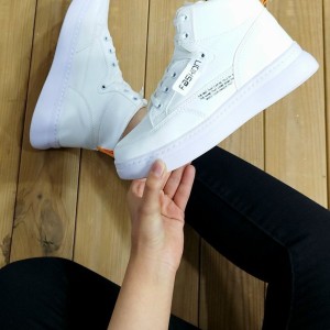 کفش نیم بوت ساقدار زنانه دخترانه سفید چرمی مدل شاهین  4638