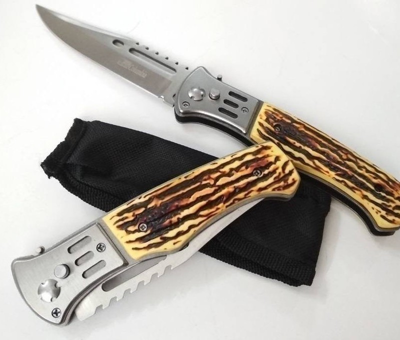 چاقو ضامندار سایز متوسط دسته استخوانی