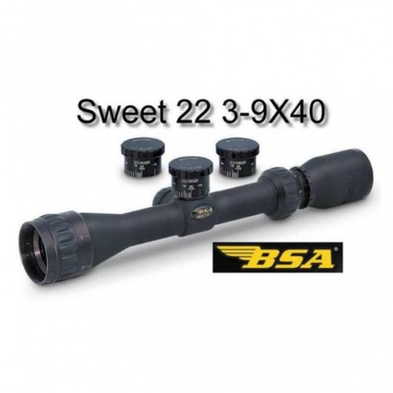 دوربین روی تفنگ بادی برند BSA زوم ۴۰*۹-۳ چراغ دار به همراه پایه