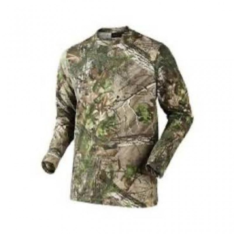 تی شرت استتار طرح شاخ و برگی آستین بلند سبز