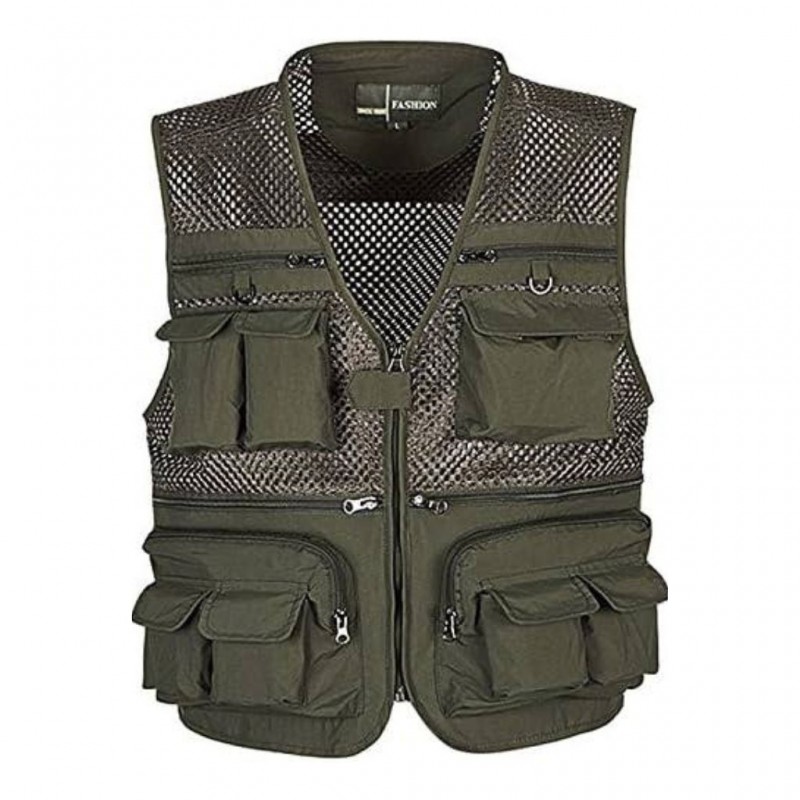 جلیقه ماهیگیری رنگ سبز توری دار