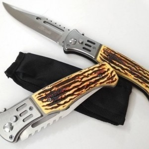 چاقو ضامندار سایز متوسط دسته استخوانی