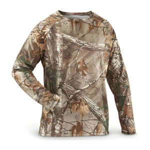 تی شرت استتار طرح شاخ و برگی آستین بلند