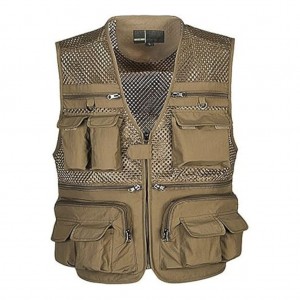 جلیقه ماهیگیری رنگ خاکی توری دار