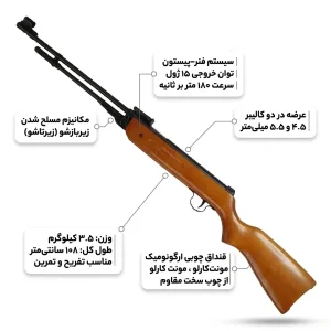 تفنگ بادی زیربازشو چینی مدل B3-1 کالیبر 4.5 و 5.5 قنداق چوبی
