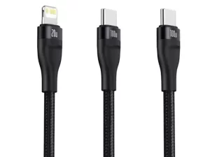 کابل دو سر Type C به Type C و لایتنینگ فست شارژ Baseus 100W Fast charging Data Cable CA1T2-F01