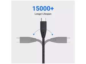 کابل تایپ سی 1.2 متری 3 آمپر پاورولوژی Powerology USB-A to USB-C Braided Cable 3A PBAC12BK