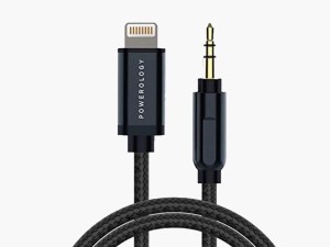 کابل لایتنینگ به آی یو ایکس 1.2 متری پاورولوژی Powerology Braided Audio Lightning to 3.5mm AUX Cable 1.2m