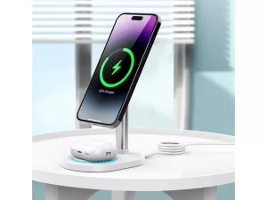 هولدر رومیزی و شارژر وایرلس دوکاره رسی Recci RCW-32 2-in-1 Wireless charger with holder