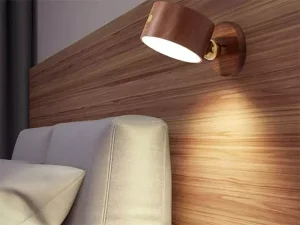 چراغ دیواری چوبی لمسی شارژی با قابلیت چرخش 360 درجه NO-HB013 Wooden Wall Lamp USB Rechargeable Night Light Touch Dimming Magnetic