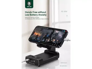 پاوربانک تایپ سی 20 وات 10000 و هولدر موبایل رومیزی گرین Green Lion 10000mAh Power Bank and Foldable Mobile Stand GNFLDPBSTBK