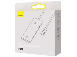 هاب یو اس بی چهار پورت با کابل یک متری بیسوس Baseus WKQX030101 Lite Series 4-Port USB-A HUB Adapter