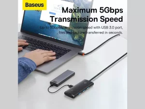 هاب یو اس بی چهار پورت با کابل یک متری بیسوس Baseus WKQX030101 Lite Series 4-Port USB-A HUB Adapter