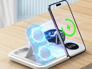 شارژر وایرلس رومیزی، هولدر موبایل، چراغ خواب و ساعت دیجیتال 5 کاره A82 5-in-1 Wireless Charging Dock