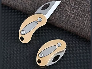 چاقو آنباکسینگ تاشو قابل آویز به دسته کلید Brass Mini Folding Knife Sharp Unpacking Express Knife Carry JY220915-4