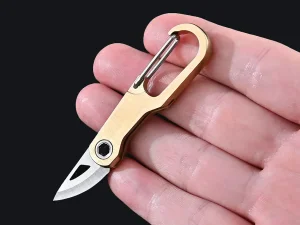 چاقوی آنباسینگ برنجی قابل استفاده به عنوان جاکلیدی Brass car key chain knife sharp self-defense portable