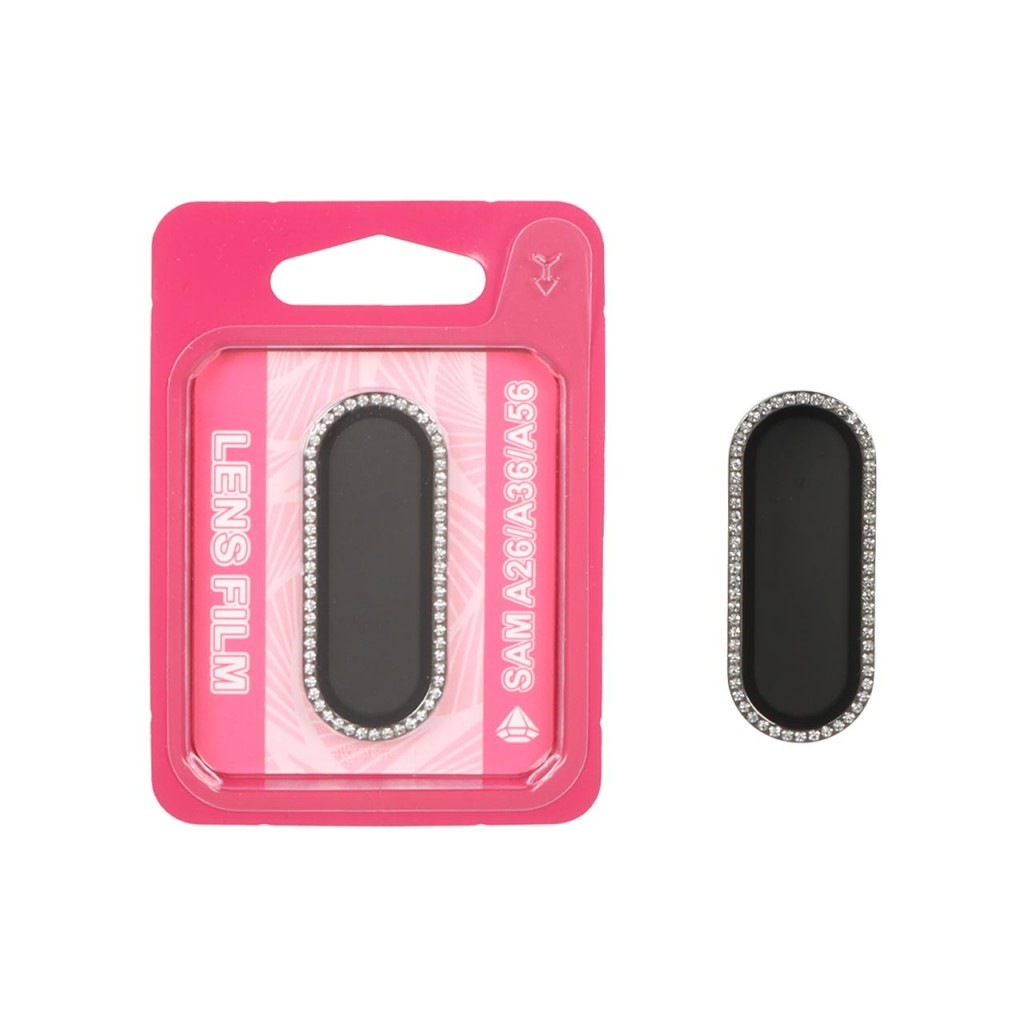 محافظ لنز دوربین Samsung Galaxy A26 / A36 / A56 مدل رینگی شیشه ای آلومینیومی نگین دار - مشکی