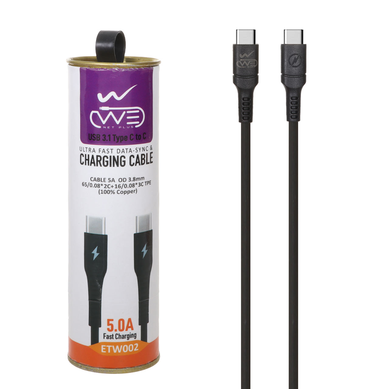 کابل شارژ فست We-net Plus Type-C To Type-C مدل ETW002 - مشکی