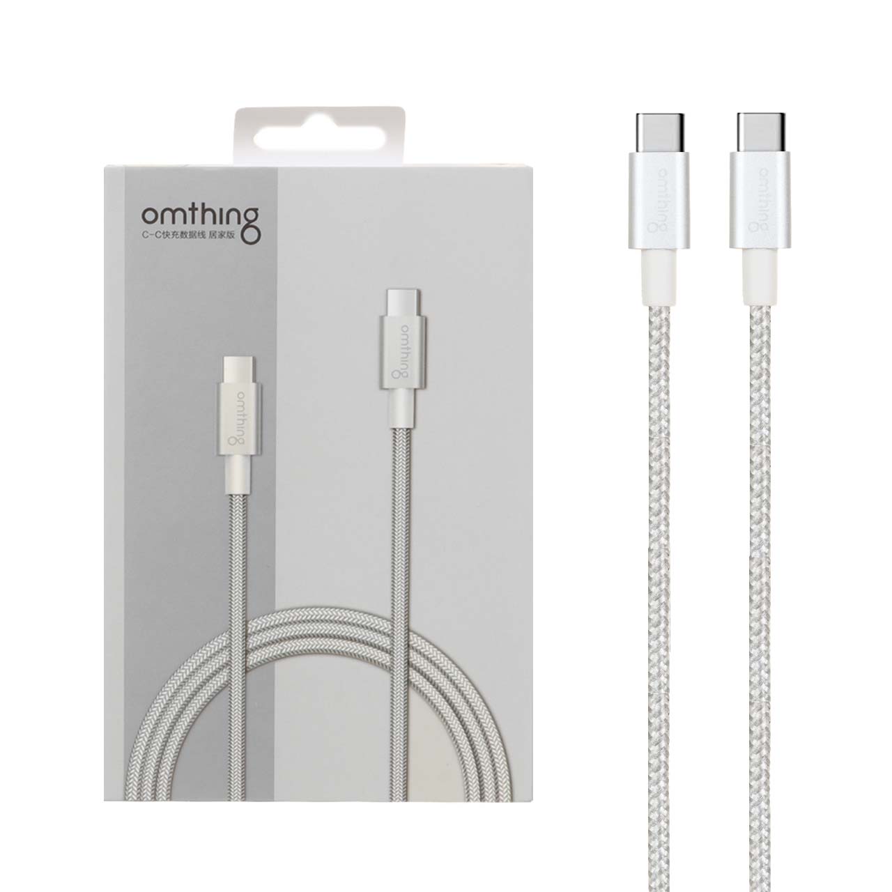 کابل شارژ اصلی 2 متری 60W سوپر فست Omthing Type-C to Type-C مدل POD002 - نقره ای - BSA