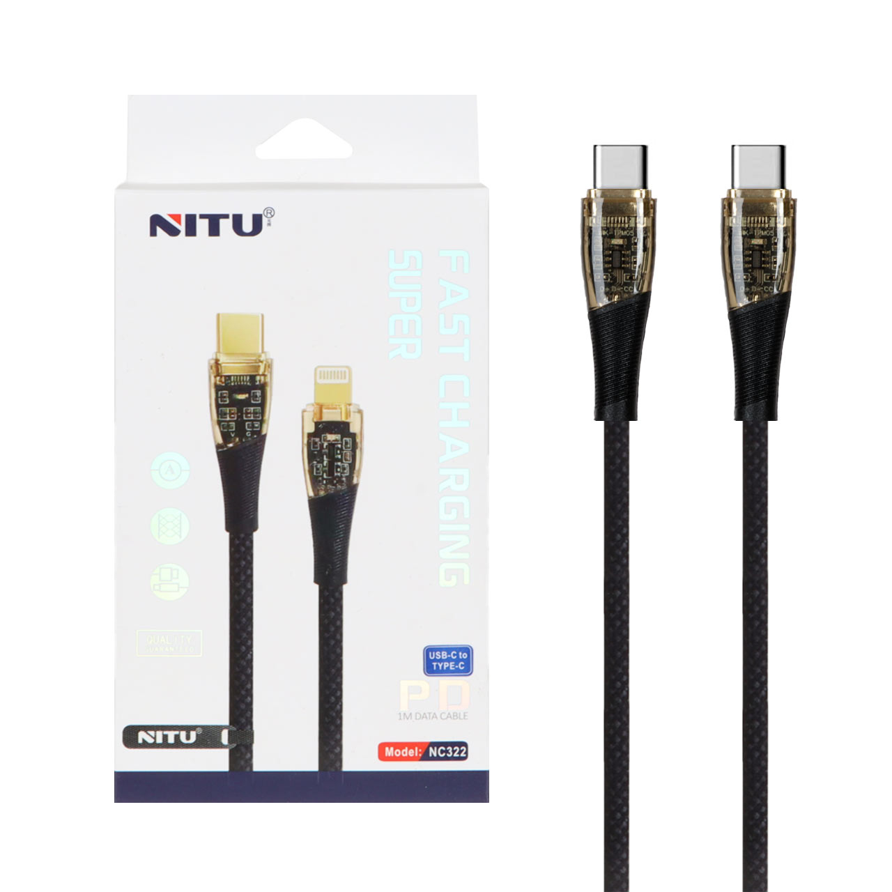 کابل شارژ PD و فست NITU Type-C to Type-C مدل NC322 - مشکی