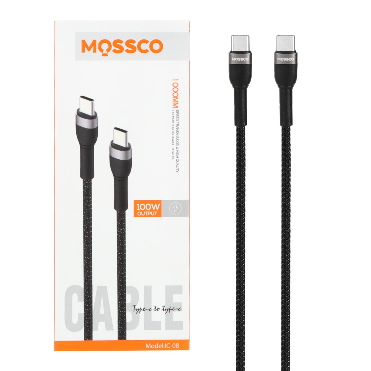 کابل شارژ PD و فست Mossco Type-C To Type-C مدل IC-08 100W - مشکی