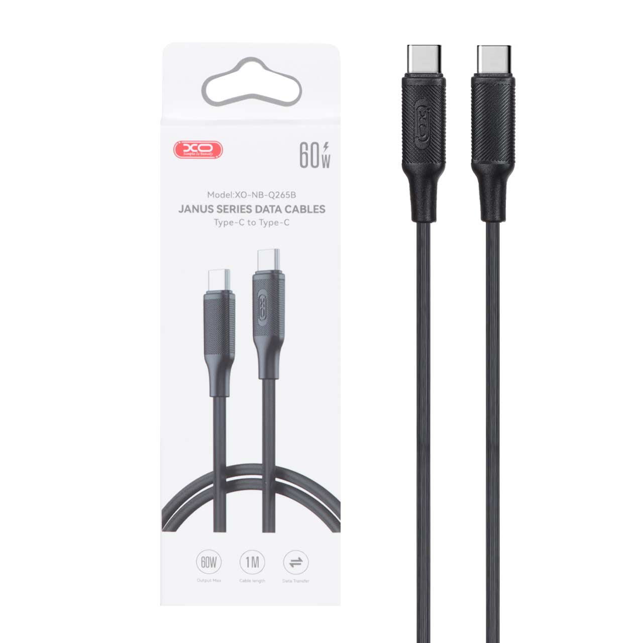 کابل شارژ فست XO Type-C to Type-C مدل Q265B - مشکی