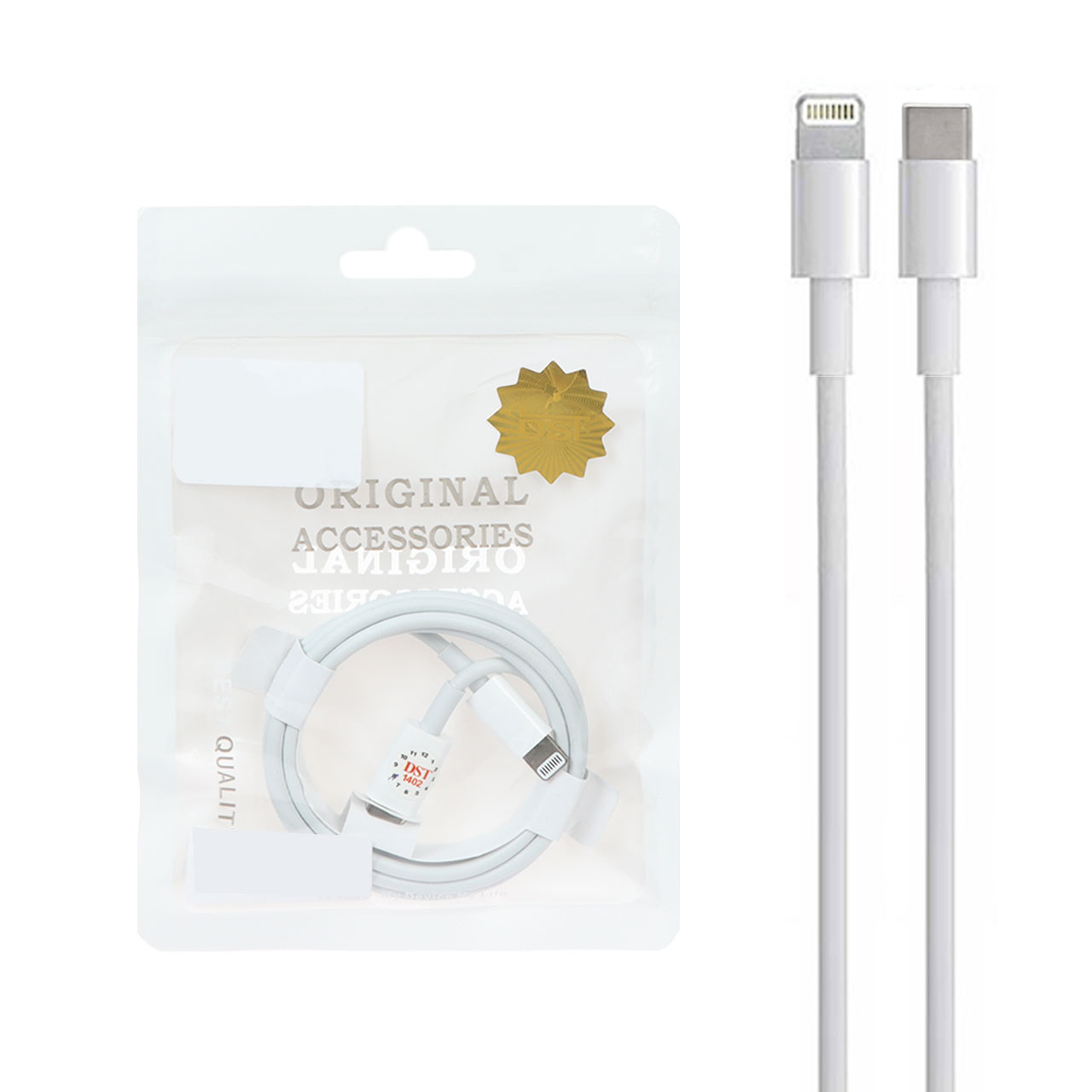 کابل شارژ سرکارتنی آیفون 13 مدل MM0A3ZE/A A2561 8IC - سفید - DST (گارانتی شش ماهه)